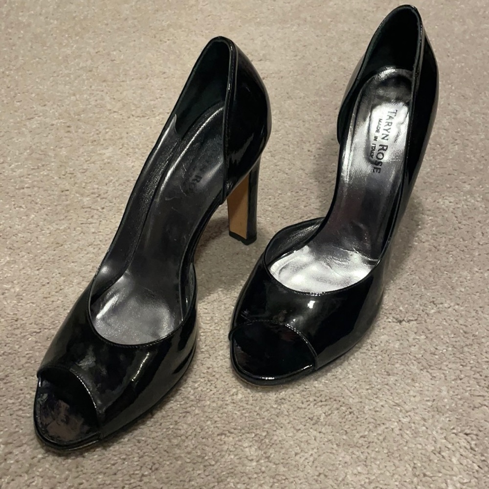 Taryn Rose Black peep toe heels